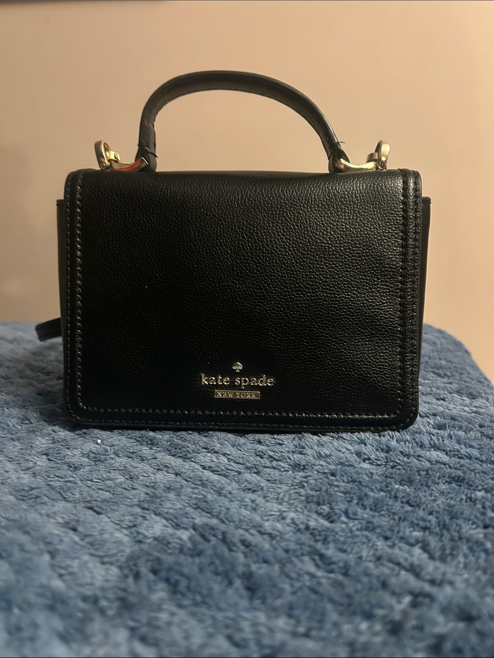 kate spade Black Pebbled Leather Mini Satchel with Top Handle
